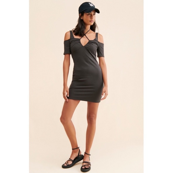 by Anthropologie The Sardinia Mini Dress Grey Black New NWT ANTHRO Summer XSP - Picture 6 of 8